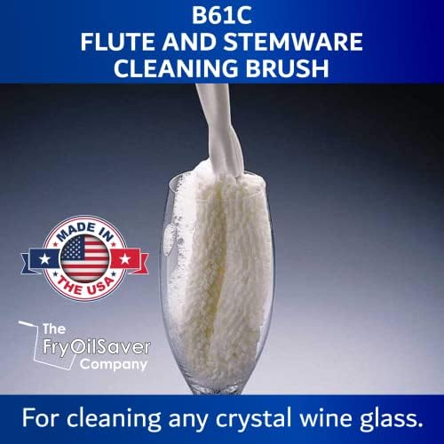 Flute and Stemware Wine Glass Cleaning Brush - Dishwasher Safe, Non-Scratch Flute Cleaner for Crystal Glasses, Champagne Glass, Goblet, Wine Decanter - for Bar & Restaurant by FryOilSaver - B61C