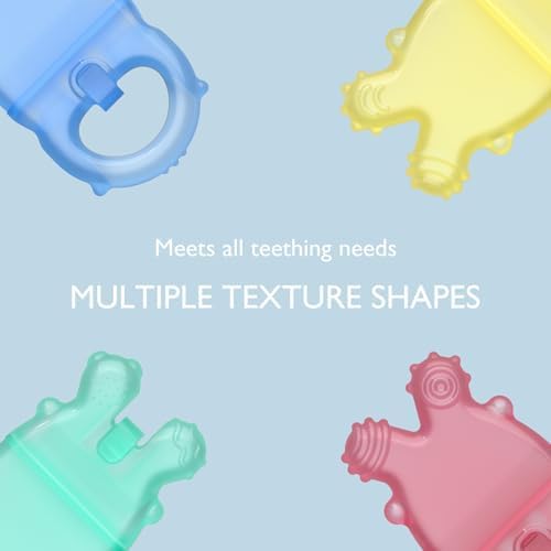Momcozy Baby Teether Toys | Food Grade Silicone Teething Relief 0-6 Months | Toy 6-12 Months | Baby Essential | Green and Pink