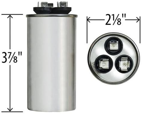 Genteq C3355R Capacitor Dual Run Round 35/5 UF MFD 370V VAC 97F9834 (Replace Old GE# Z97F9834) 35 and 5 MFD at 370V