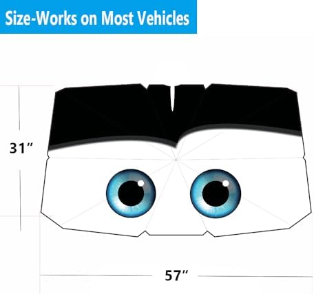 Windshield Sun Shade 2025 Car Accessories 100% Blackout Car Front Windsow Shades Umbrella Automotive Sun Visor Block Heat Insulation Protection (Black Eyes)