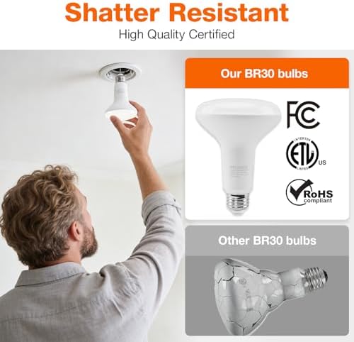 Sylvania ECO LED BR30 Light Bulb, 65W = 10W, Dimmable, Frosted Finish, 650 Lumens, 2700K, Soft White - 4 Pack (40870)