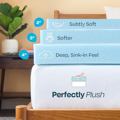 Linenspa Memory Foam Mattress Topper, Twin XL Size - 2 Inch Gel Infused Memory Foam - Plush Feel - Cooling and Pressure Relieving - CertiPUR Certified - Dorm Room Essentials