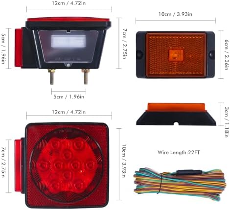 MAXXHAUL 70205 Trailer Light Kit - 12V All LED, Left and Right Waterproof Submersible for Trailers, Boat Trailer Truck Marine Camper RV Snowmobile, Red
