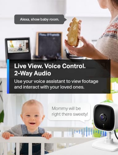 TP-Link Tapo 1080P Indoor Security Camera for Baby Monitor, Dog Camera w/Motion Detection, 2-Way Audio Siren, Night Vision, Cloud & SD Card Storage, Works w/Alexa & Google Home (Tapo C100)