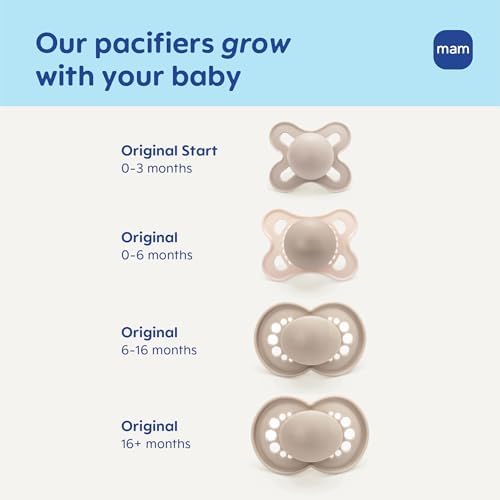 MAM Original Baby Pacifier 0-6 Mths, Skin Soft Silicone Nipple, 2 Pack