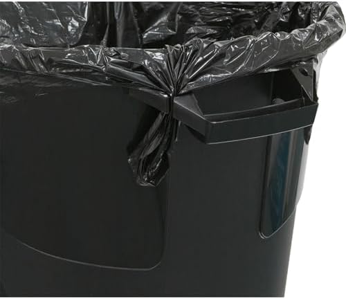 32 Gallon Heavy Duty Plastic Garbage Can, Included Click Lock Lid, Large Trash Can Sturdy Handles, Garage Trash Can, Indoor and Outdoor, Black