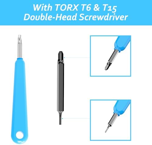 Ring Doorbell Screws Replacement, Blue Double-Ended T6 T15 Screwdriver with 20Pcs/5Set Security Screws - Battery Change & WiFi Setup for Video Doorbell Camera Replacement Kits