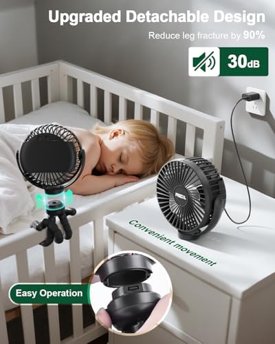 FRIZCOL 12000mAh Portable Stroller Fan 65Hours As Power Bank Baby Clip Fan