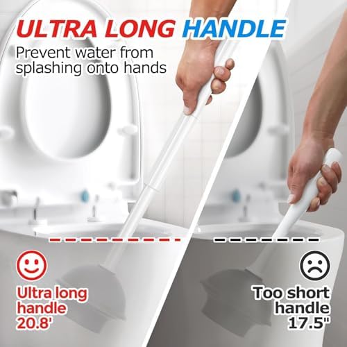 FORASTO 3IN1 Toilet Brush and Plunger Set with Holder Compact Cleaning Kit