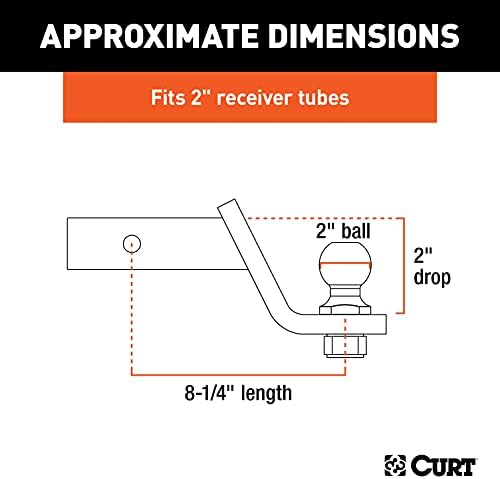 CURT 45036 Loaded Ball Mount, 7,500 lb, 2" Drop