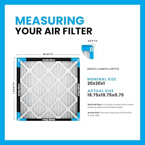 Simply 20x20x1 Air Filter, Merv 8, MPR 600, 6 Pack, Furnace Air Filter for HVAC (Actual Size: 19.75"x19.75"x0.75") DUST, Pet, & Allergy Control