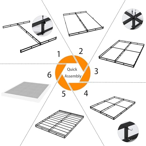 Snaye Queen Size Box Spring Bed Base 9 Inch, 3000lbs Heavy Duty Box Spring Queen Metal Mattress Foundation, Tool-Free Easy Assembly, Noise Free
