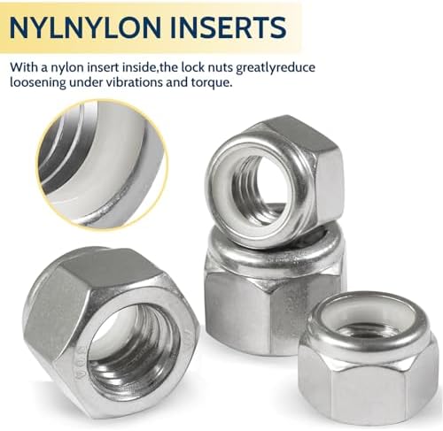 1/4-20 Lock Nut, 110Pcs Stainless Steel Nylock Insert Locking Nuts