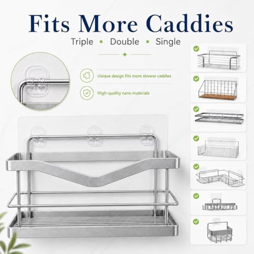8 Pcs Adhesive Shower Caddy Replacement, Strong No Drill Adhesive Hooks