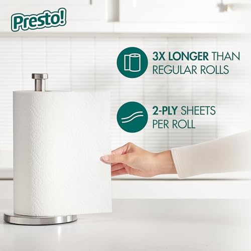 Amazon Brand - Presto! Ultra-Strong Premium Paper Towels, 158 Sheet Huge Roll - Flex-a-Size, 12 Rolls (2 Packs of 6), Equivalent to 38 Regular Rolls, White