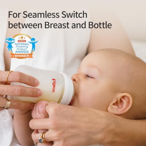 Pigeon Silicone Coating Baby Bottles, Wide Neck, 5 oz, Pack of 2