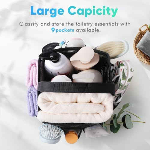 EUDELE Mesh Shower Caddy Portable for College Dorm Room Essentials, Shower Caddy Dorm with 9-Pocket Large Capacity for Beach, Swimming, Gym, Camping, Travel essentials