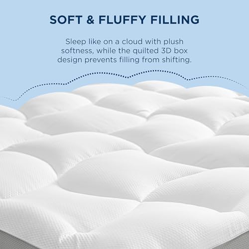 Bedsure Twin XL Mattress Topper - 800 GSM Waterproof Mattress Topper for College Dorm Room Essentials with 8-21 Inches Deep Pocket, Pillow Top Twin Extra Long Bed Pad Fitted for Bedroom - White