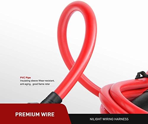 Nilight 10003W 14 Ft Male-to-Female Extension Cord Cable Heavy Duty 12V/24V Car Charger with Cigarette Lighter Socket,2 Years Warranty, red