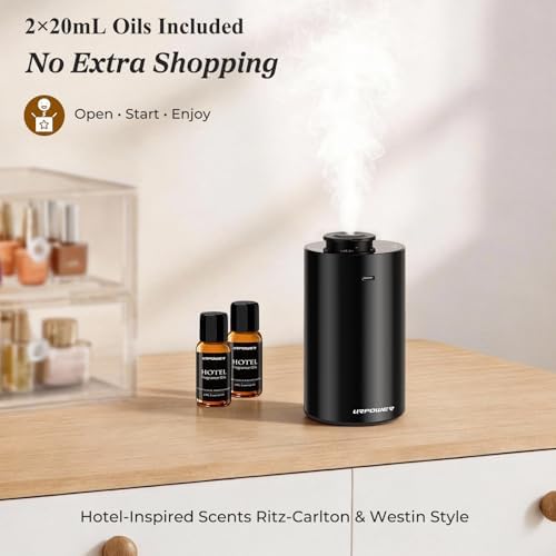 URPOWER Waterless Essential Oil Diffuser Cordless Mini Scent Diffuser 20mL