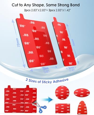 4Pcs Adhesive Sticky Pads for Dash Cam, Square High Heat Resistant Double-Sided Sticker Replacement Fit for Windshield Dashcam Mount, 2.83" Car Windscreen Window Glass Mounting Tape Heavy Duty