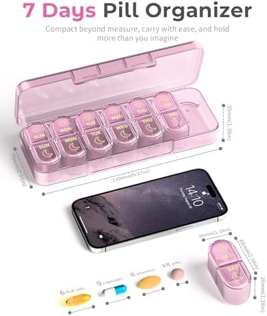 Pillex Weekly Pill Organizer 2 Times a Day, AM PM Pill Box Organizer 7 Day