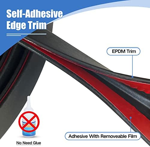 Rubber Edge Trim, Fit 1/16"(1.0mm), Length 10Ft, Black Color