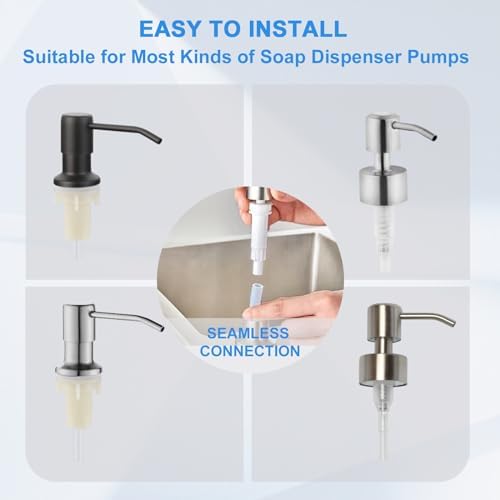 Sink Soap Dispenser Extension Tube Kit with Upgraded Check Valve, Premium 47" Under Counter Soap Dispenser Tube for Kitchen Sink, Powerful Suction, No More Refilling Tiny Bottle