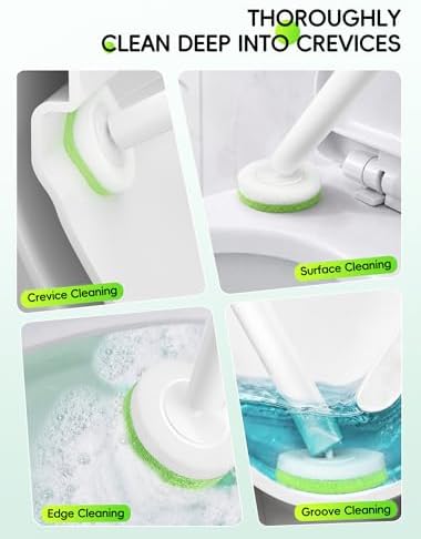 Wall Mounted Disposable Toilet Brush System with Holder, Toilet Bowl Cleaning Wand with Green Refills and One-Button Release, 1 Wand and Holder with 24 Green Refills