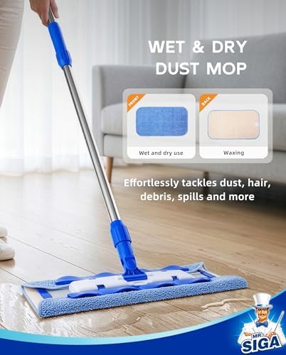 MR.SIGA Professional Microfiber Mop for Hardwood, Laminate Floor Cleaning