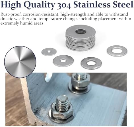 ZQZ 290Pcs Stainless Steel Flat Washers Assortment Kit;Fender Washer M3-M12