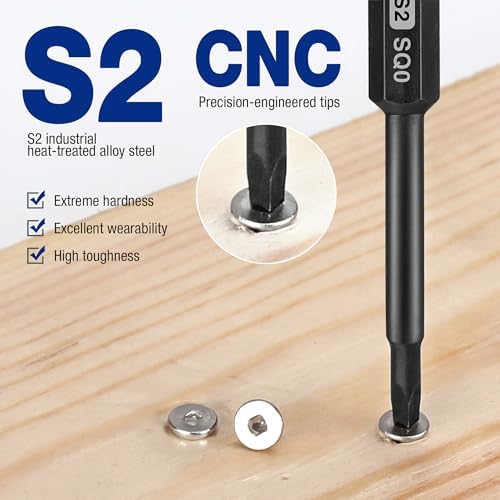 WORKPRO 10PCS Square Drive Bit Set, Magnetic Impact Screwdriver Bits