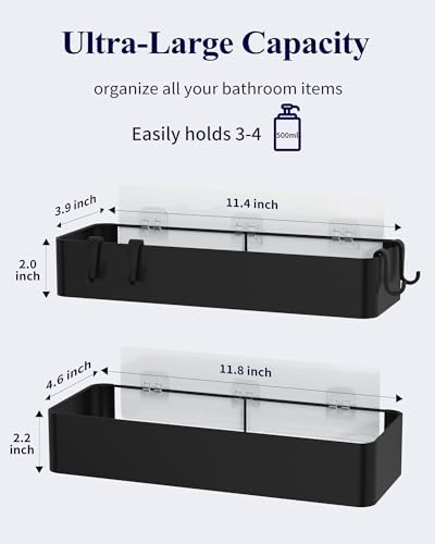 Kitsure Shower Caddy Adhesive, Stylish Shower Organizer, Large, Black