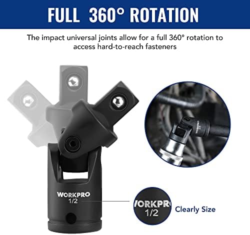 WORKPRO 18-Piece Impact Socket Extension Set, 1/4", 3/8" & 1/2" Drive