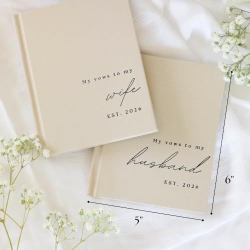 Wedding Vow Books His and Hers 2 Pack Personalized 2026 Year Linen Vow Book