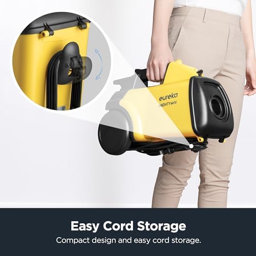 Eureka 3670M Canister Cleaner, Lightweight Powerful Vacuum for Carpets and Hard Floors, w/ 5bags,Yellow