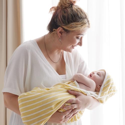 Momcozy Baby Towels, Soft Absorbent Bath Towel for Newborn&Toddler,Lemon