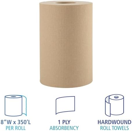 Boardwalk BWK6252 Hardwound Paper Towels, 8" x 350ft, 1-Ply Natural (Case of 12 Rolls)