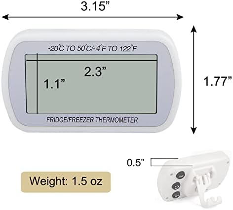 AEVETE 2 Pack Waterproof Digital Refrigerator Freezer Thermometer Large LCD