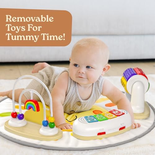 Little Acorn, 4-in-1 Baby Activity Center | Montessori-Inspired Design | 8 Interactive Toys | Tummy Time, Exersaucer & Toddler Table | Shower Gift | Essential (Sun)
