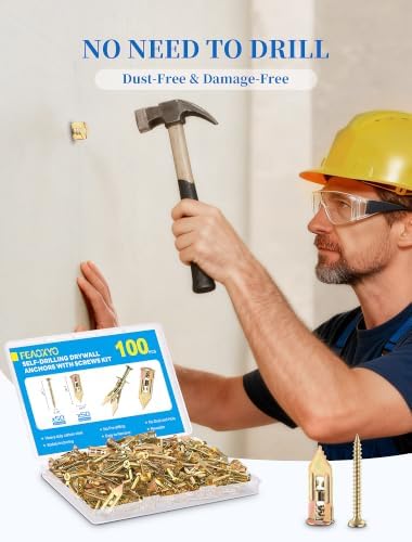 100 PCS Self Drilling Drywall Anchors with Screws Kit, Zinc Plated