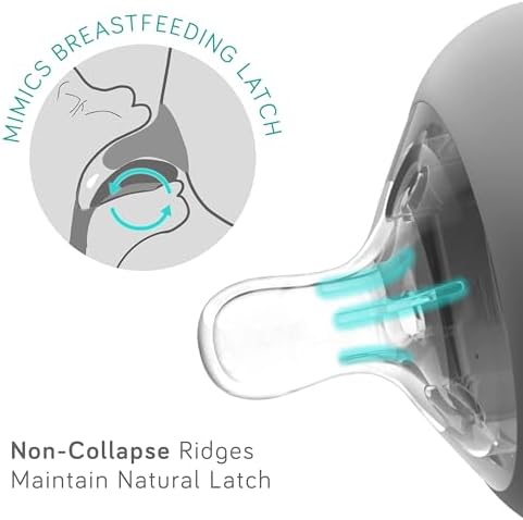 Nanobebe Flexy Silicone Baby Bottle, Anti-Colic, Natural Feel, Non-Collapsing Nipple, Non-Tip Stable Base, Easy to Clean, 3-Pack, White, 9oz