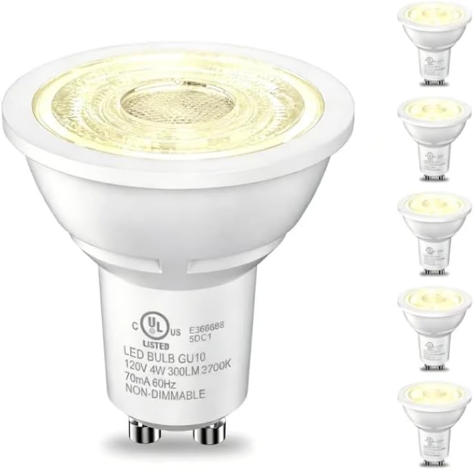 TJOY GU10 LED Bulbs, MR16 Track Light Bulbs, 4W 5000K Daylight, 6 Pack