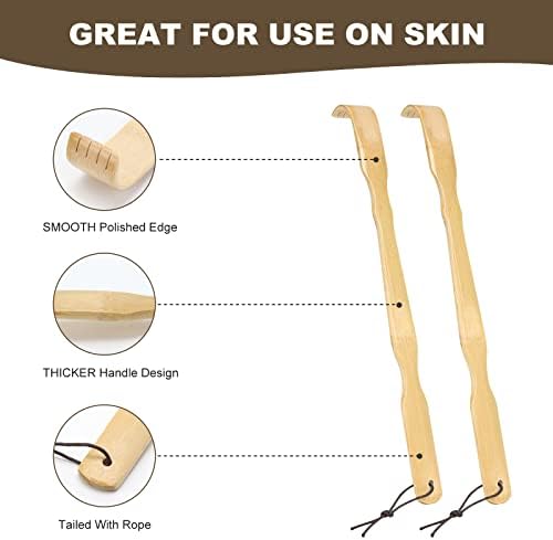 YIMICOO 2 Pack Wooden Bamboo Back Scratcher, 17 Inch Long Handle Back Scratchers for Adults Men Women, with Beautiful Gift Packaging