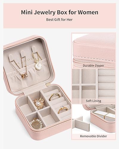 VLANDO Travel Jewelry Case, Compact Design, Necklace Hook, Anti-Tangle