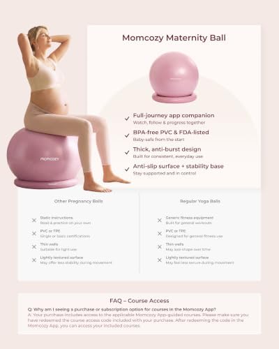 Momcozy BirthEase Pregnancy Ball Set, Birthing Yoga Ball with App Courses