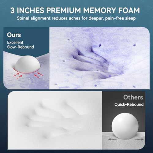 ELEMUSE 3 Inch Twin XL Memory Foam Mattress Topper,Dorm Room Essentials