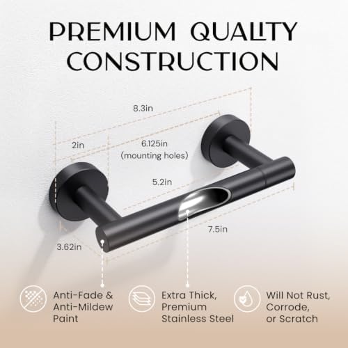 Day Moon™ - Matte Black Toilet Paper Holder Wall Mount - Modern Roll Holder