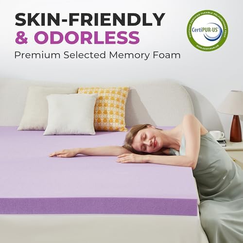 BDEUS Mattress Topper Twin XL, 2 Inch Gel Memory Foam Mattress Topper for College Dorm, Ventilated Soft Mattress Pad, Bed Topper, CertiPUR-US Certified