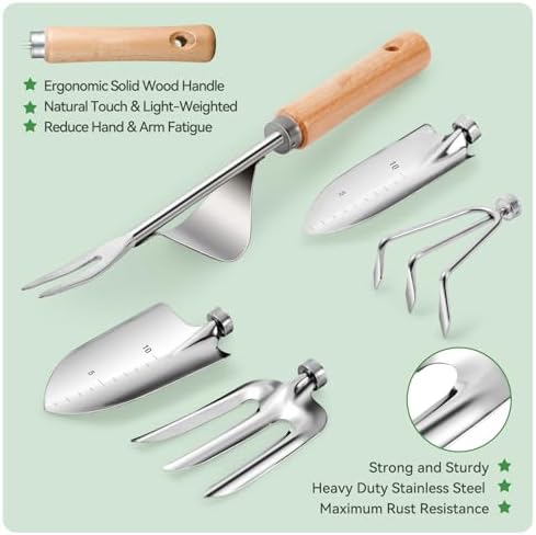 Grenebo Heavy Duty Gardening Tools with Handbag, Gardening Gifts for Women